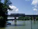 Swiss train crossing the Rhine